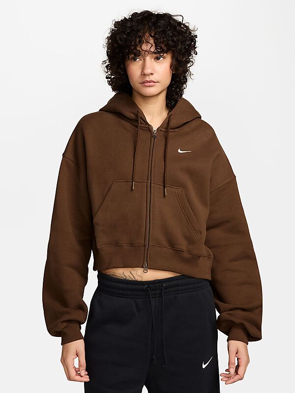 NIKE W STUDIO FLEECE OVERSIZE CROP FZ HOOD på