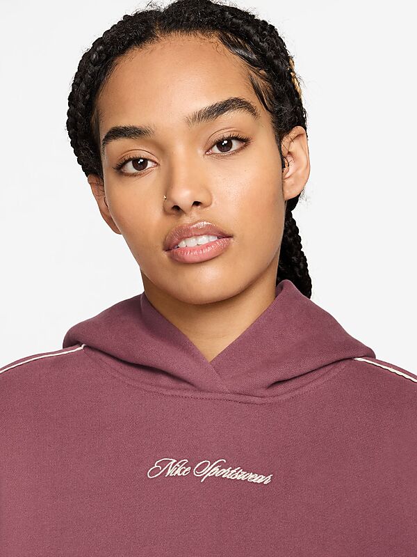 NIKE W STUDIO FLEECE OVERSIZE SCALLOP-TRIM HOODIE på