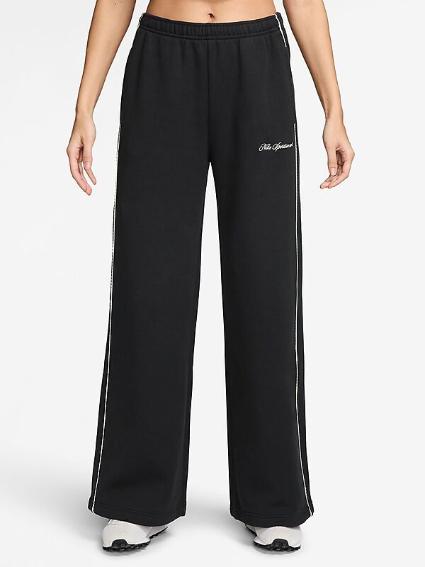 NIKE Women's Mid-rise Wide-leg Trousers Studio Fleece Medium Weight 'graphic Pack' på