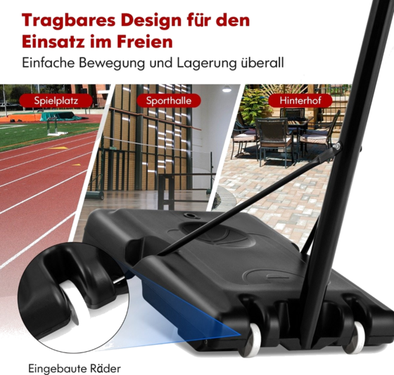 B2X 130 Cm - 305 Cm Height-adjustable Basketball Hoop With Stand 2 Wheels Basket Stand Black på