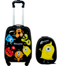 B2X 2-piece Children's Luggage Monster Picture Travel Suitcase Children's Suitcase + Backpack Black på