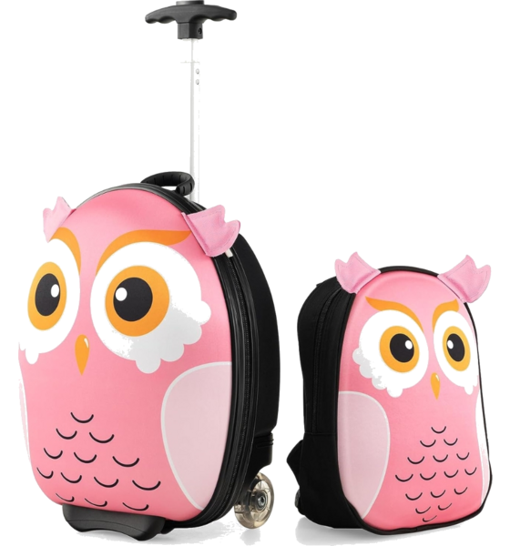 B2X 2-piece Children's Suitcase Backpack With Wheels 3-stage Telescopic Handle 12"+16" Children's Tr på