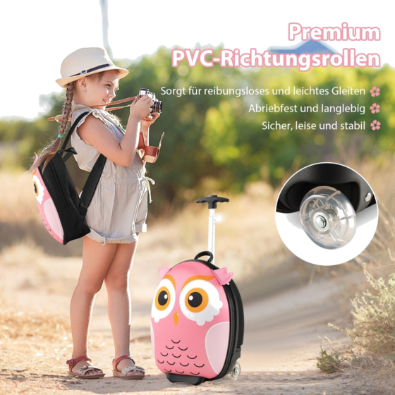 B2X 2-piece Children's Suitcase Backpack With Wheels 3-stage Telescopic Handle 12"+16" Children's Tr på