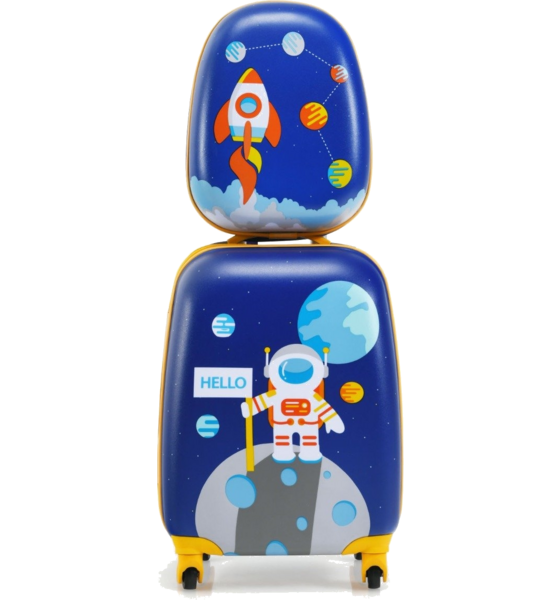 NORTHIX 2-piece Children's Suitcase Set With Astronaut Pattern Backpack Suitcase 27 X 20 X 43 Cm Dark Blue på
