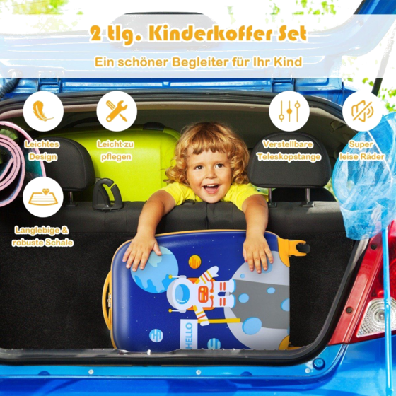 NORTHIX 2-piece Children's Suitcase Set With Astronaut Pattern Backpack Suitcase 27 X 20 X 43 Cm Dark Blue på