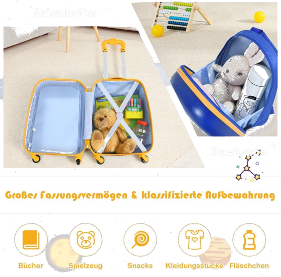 NORTHIX 2-piece Children's Suitcase Set With Astronaut Pattern Backpack Suitcase 27 X 20 X 43 Cm Dark Blue på