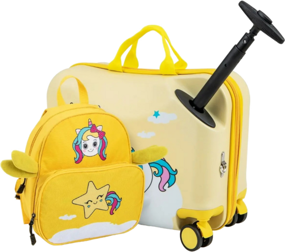 B2X 2-piece Children's Suitcase + Backpack 47 Cm Long Ride-on Suitcase And 30 Cm Wide Backpack Yellow Un på