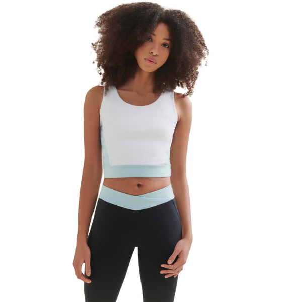 WELLICIOUS 3/4 Crop Top - Diamond White/sea Green på