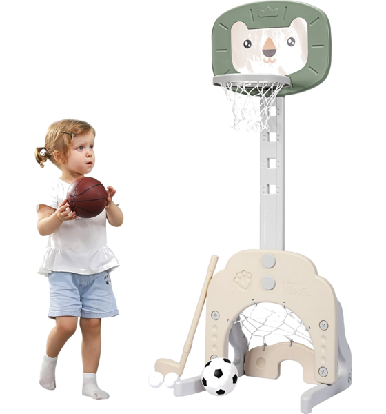 B2X 3-in-1 Basketball Hoop Set Toddler Basketball Hoop With Adjustable Height Basketball Football Golf S på