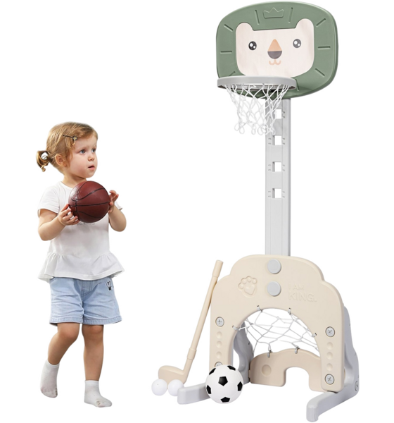 B2X 3-in-1 Basketball Hoop Set Toddler Basketball Hoop With Adjustable Height Basketball Football Golf S på