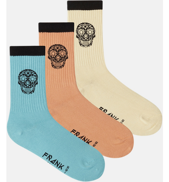 FRANK DANDY 3-pack Scull Ribbed Cotton Socks på