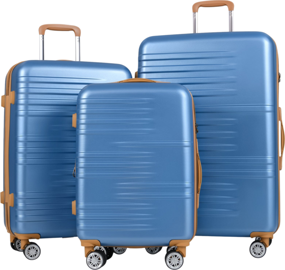 NORTHIX 3-piece Hardshell Luggage Set With Tsa Lock, Blue på