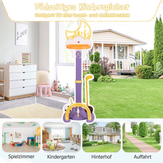 NORTHIX 4 In 1 Children's Basketball Hoop Set With Basketball Football Ring Toss Basketball Stan på