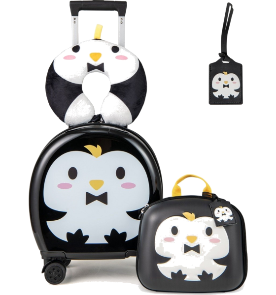B2X 4-piece Children's Suitcase + Backpack 10"+14" Children's Trolley With Wheels Black på