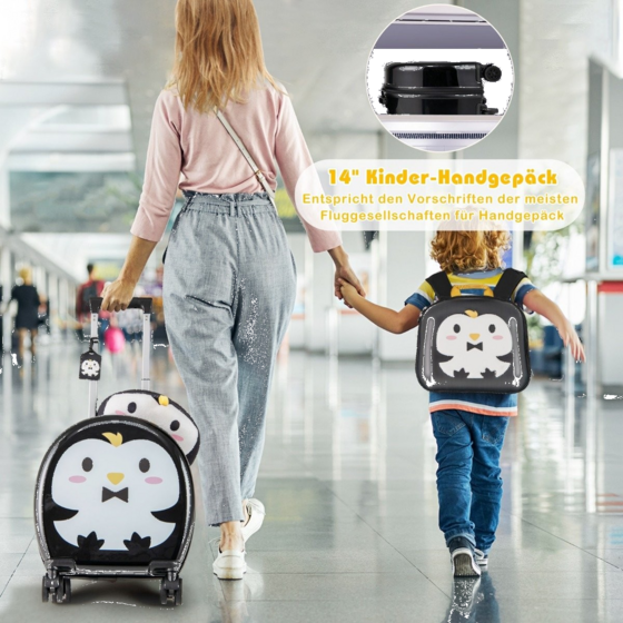 B2X 4-piece Children's Suitcase + Backpack 10"+14" Children's Trolley With Wheels Black på