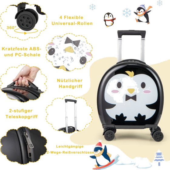 B2X 4-piece Children's Suitcase + Backpack 10"+14" Children's Trolley With Wheels Black på