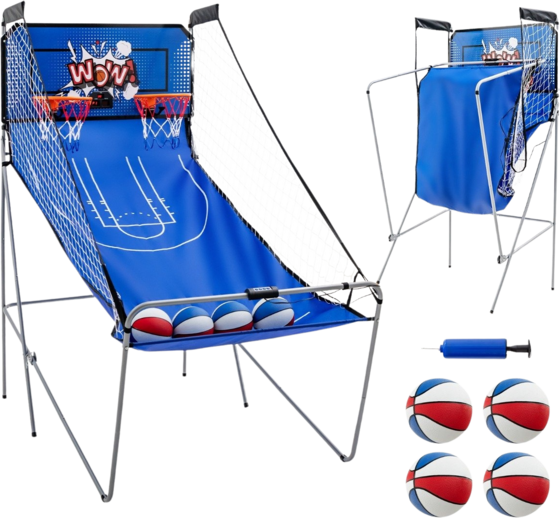 NORTHIX 8 In 1 Basketball Machine With 4 Balls Air Pump 8 Game Modes Arcade Basketball Games Dark Blue på