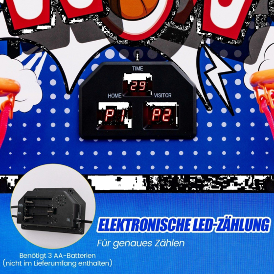 NORTHIX 8 In 1 Basketball Machine With 4 Balls Air Pump 8 Game Modes Arcade Basketball Games Dark Blue på