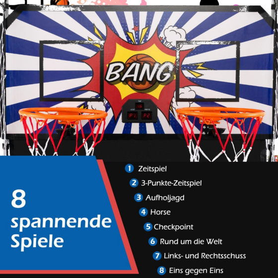 NORTHIX 8-in-1 Foldable Electronic Basketball Arcade Game på