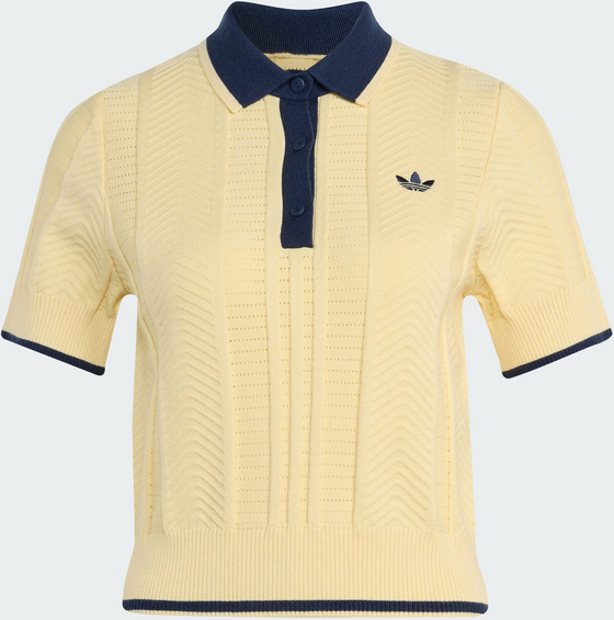 ADIDAS ORIGINALS Adidas Originals Cali Kabelstickad Pikétröja Med Korta Ärmar på