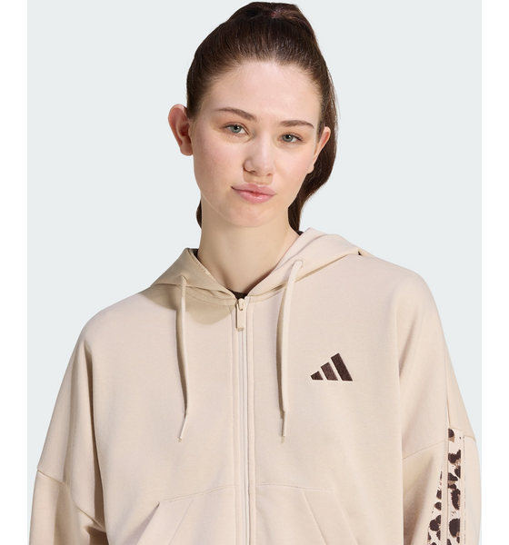 ADIDAS Adidas Seasonal Essentials Animal Print 3-stripes Träningsjacka Med Hel Dragkedja Och Huva på