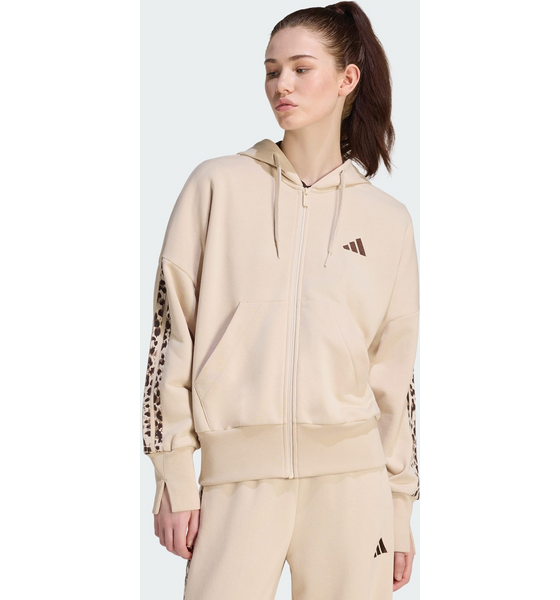 ADIDAS Adidas Seasonal Essentials Animal Print 3-stripes Träningsjacka Med Hel Dragkedja Och Huva på