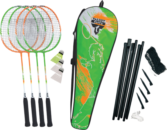 TALBOT-TORRO Badminton Set Attacker 4 Players + Net Red på