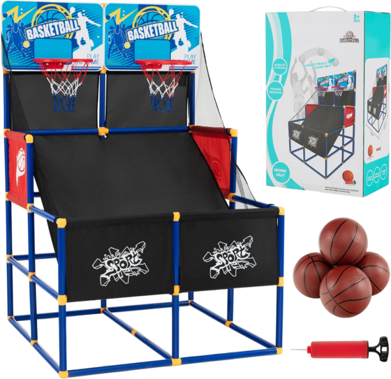 NORTHIX Basketball Arcade Game For Children Basketball Stand With 2 Baskets 90 X 90 X 140 Cm på