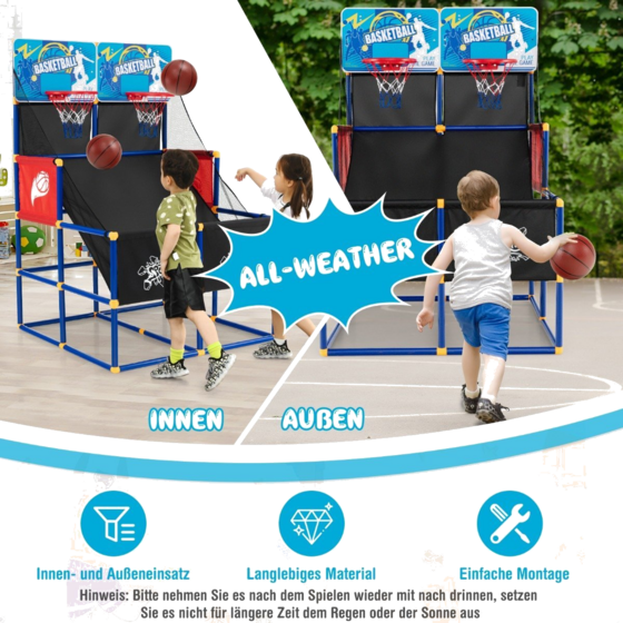 NORTHIX Basketball Arcade Game For Children Basketball Stand With 2 Baskets 90 X 90 X 140 Cm på