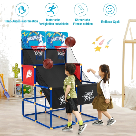 NORTHIX Basketball Arcade Game For Children Basketball Stand With 2 Baskets 90 X 90 X 140 Cm på