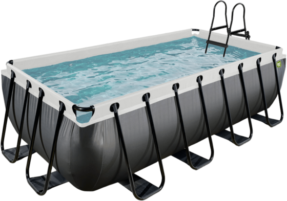 EXIT Black Leather Pool 400x200x100cm Med Sandfilterpump - Svart på