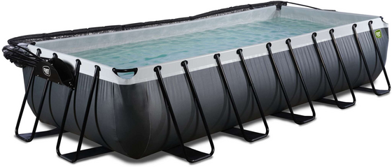 EXIT Black Leather Pool 540x250x100cm Med Sandfilterpump Och Tak - Svart på