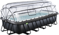 EXIT Black Leather Pool 540x250x100cm Med Sandfilterpump Och Tak Och Värmepump - Svart på