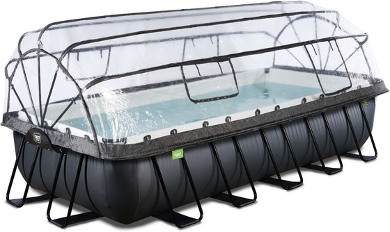 EXIT Black Leather Pool 540x250x100cm Med Sandfilterpump Och Tak Och Värmepump - Svart på