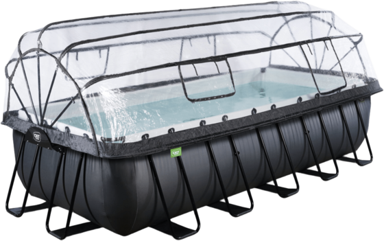 EXIT Black Leather Pool 540x250x122cm Med Sandfilterpump Och Tak Och Värmepump - Svart på