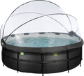 EXIT Black Leather Pool Ø427x122cm Med Sandfilterpump Och Tak - Svart på