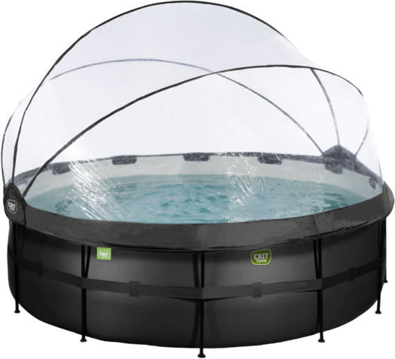 EXIT Black Leather Pool Ø427x122cm Med Sandfilterpump Och Tak - Svart på