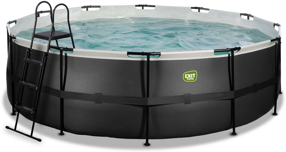 EXIT Black Leather Pool Ø450x122cm Med Filterpump - Svart på
