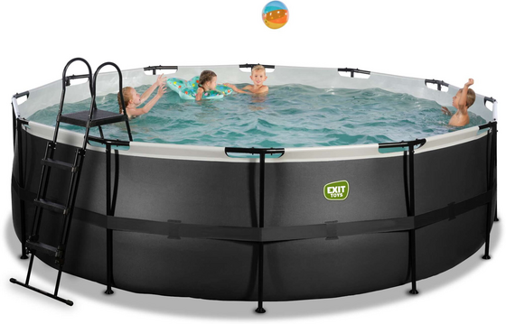 EXIT Black Leather Pool Ø450x122cm Med Filterpump - Svart på