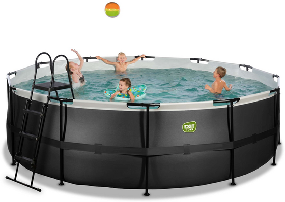 EXIT Black Leather Pool Ø450x122cm Med Sandfilterpump - Svart på
