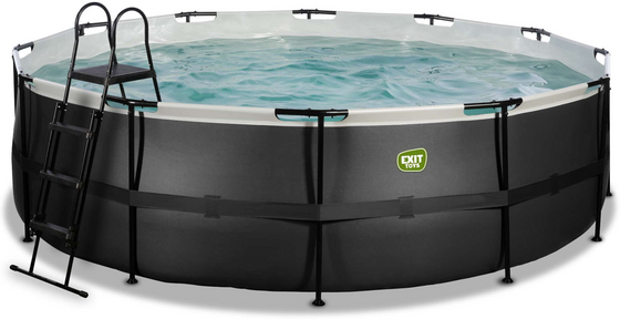 EXIT Black Leather Pool Ø488x122cm Med Sandfilterpump - Svart på