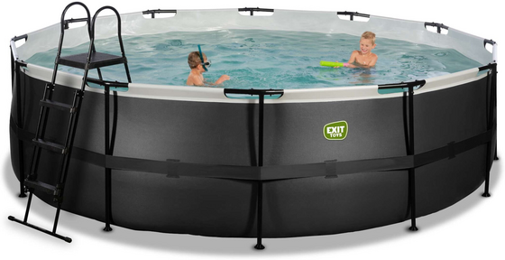 EXIT Black Leather Pool Ø488x122cm Med Sandfilterpump - Svart på