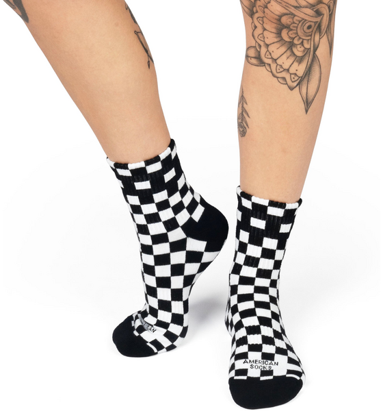 AMERICAN SOCKS Checkerboard B/w - Ankle High på