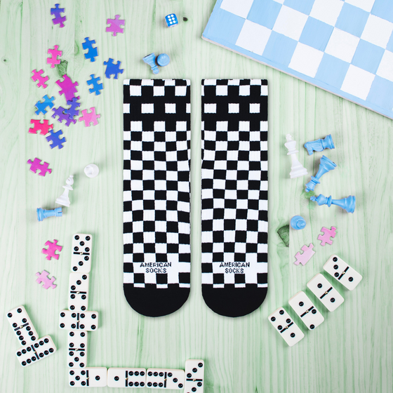AMERICAN SOCKS Checkerboard B/w - Ankle High på