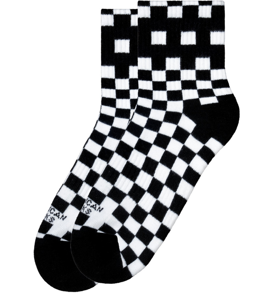 AMERICAN SOCKS Checkerboard B/w - Ankle High på