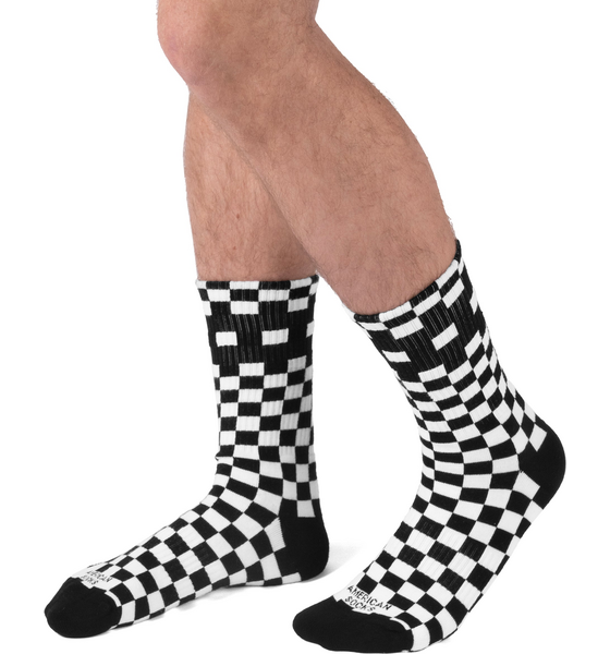 AMERICAN SOCKS Checkerboard B/w - Mid High på