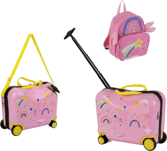 NORTHIX Children's Luggage Set: 47cm Ride-on Suitcase 30cm Backpack på