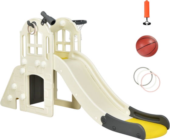 NORTHIX Children's Slide Climbing Slide With Basketball Hoop Ball Ring Toss And Telescope 189.5 X 83 X 98 Cm på