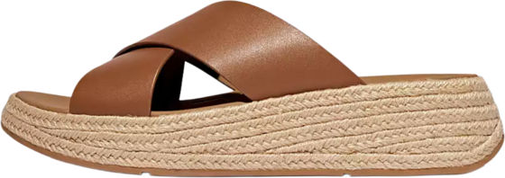 FITFLOP F-mode Espadrille Leather Flatform Cross Slides på