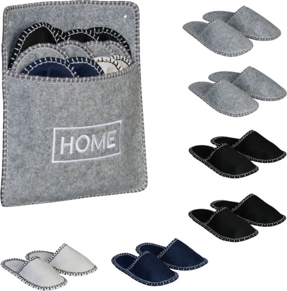 NORTHIX Felt Guest Slippers Set With Bag – 6 Pairs, Non-slip Soles på